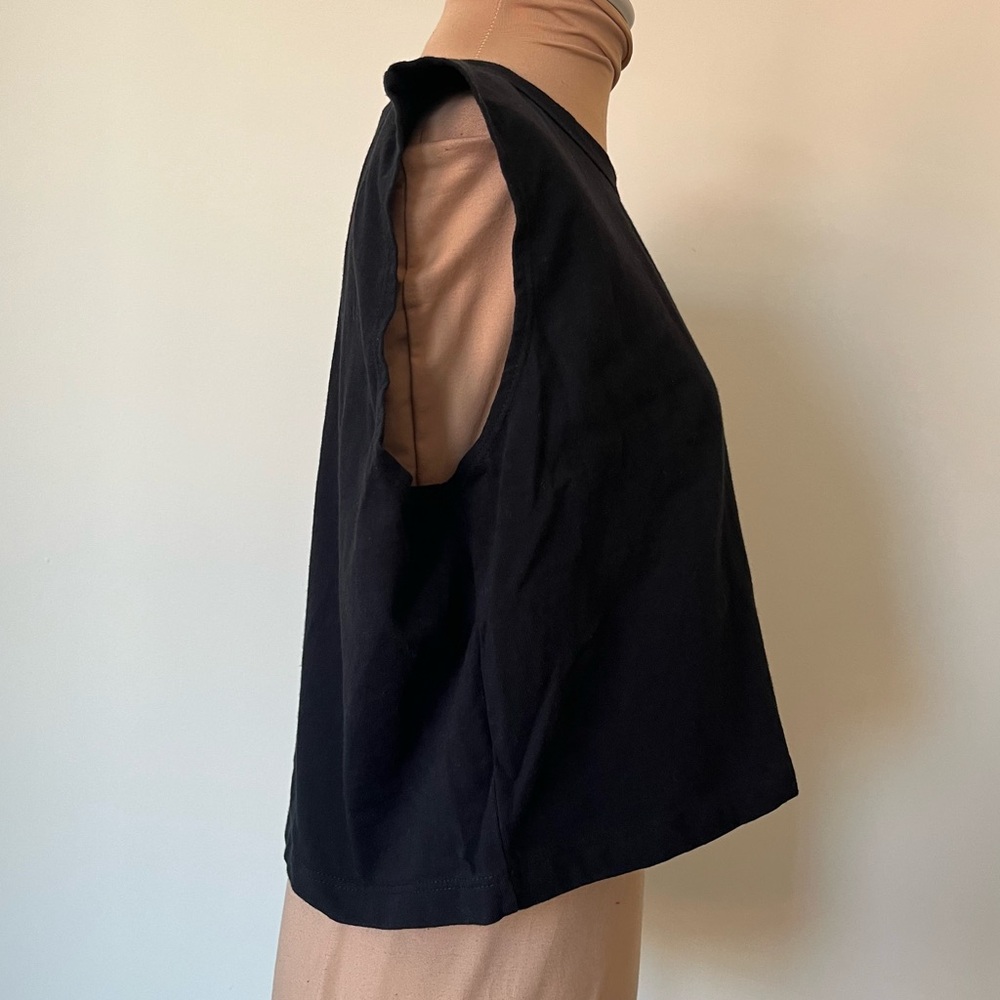 Leset Margo Black Sleeveless Cotton Cropped Crew Neck Tank Top EUC Size M - Picture 7 of 11